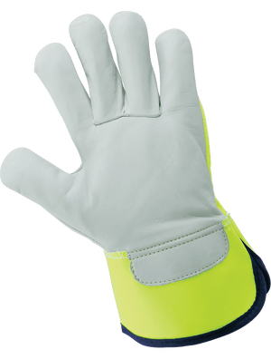 High-Visibility Canvas Back With Goatskin Leather Palm Gloves - 1100GHV