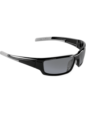 Maki® Silver Mirror Polarized Lens, Shiny Black Frame Safety Glasses - BH145712
