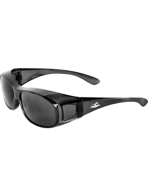 Over-the-Glass Smoke Lens, Crystal Black Frame Safety Glasses - BH233