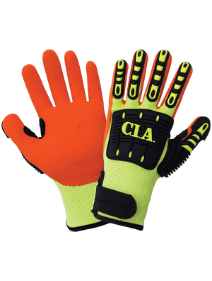 Vise Gripster® C.I.A. Cut, Abrasion, Puncture, and Impact Resistant Mach Finish Nitrile-Coated Palm High-Visibility Gloves - CIA995MFV