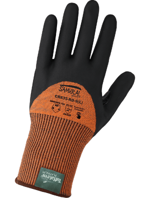 Samurai Glove® High-Visibility Cut Resistant Three-Quarter Coated Touch Screen Gloves Made with 15-Gauge Tuffalene® Platinum - CR835-RD