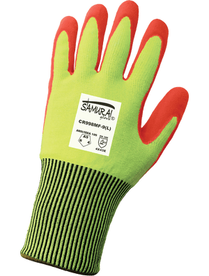 Samurai Glove® High-Visibility Cut, Abrasion, and Puncture Resistant Mach Finish Nitrile Double-Dipped Gloves - LIMITED STOCK - CR998MF