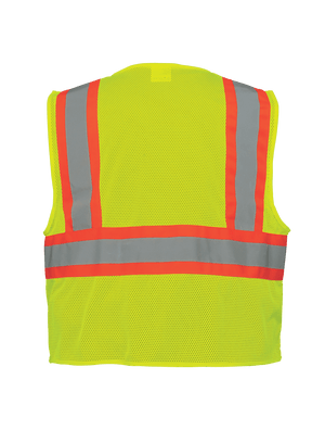 FrogWear® HV Yellow/Green Lightweight Mesh Vest with Orange Contrasting Trim - GLO-002V