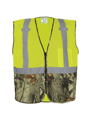 FrogWear® HV High-Visibility Yellow/Green Safety Vest with Camouflage Bottom - GLO-020