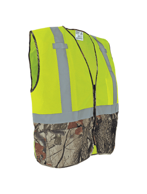 FrogWear® HV High-Visibility Yellow/Green Safety Vest with Camouflage Bottom - GLO-020