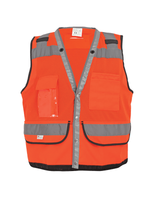 FrogWear® HV Lightweight High-Visibility Orange Mesh and Solid Surveyors Safety Vest - GLO-058
