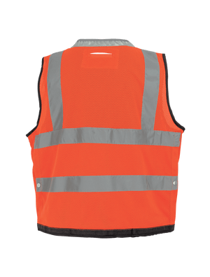 FrogWear® HV Lightweight High-Visibility Orange Mesh and Solid Surveyors Safety Vest - GLO-058
