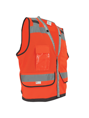 FrogWear® HV Lightweight High-Visibility Orange Mesh and Solid Surveyors Safety Vest - GLO-058