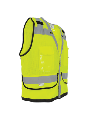 FrogWear® HV Lightweight High-Visibility Yellow/Green Mesh and Solid Surveyors Safety Vest - GLO-059