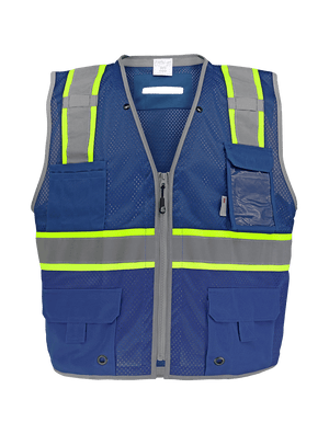 FrogWear® HV Blue Enhanced Visibility Surveyors Safety Vest - GLO-067B
