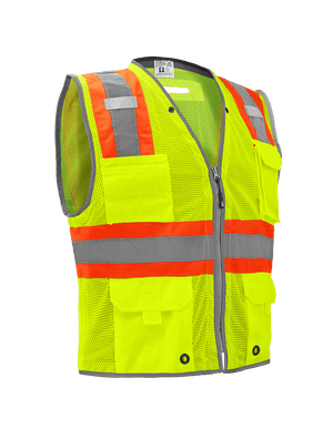 FrogWear® HV Mesh Polyester Surveyors Safety Vest - GLO-067