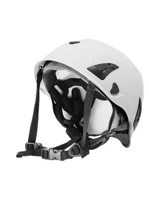 Bullhead Safety™ Head Protection - White Climbing Style Protective Helmet with Six-Point Ratchet Suspension and Four-Point Chin Strap - HH-CH1-W