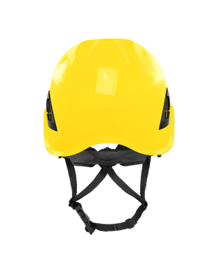 Bullhead Safety™ Head Protection - Yellow Climbing Style Protective Helmet with Six-Point Ratchet Suspension and Four-Point Chin Strap - HH-CH1-Y