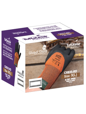 Samurai Glove® High-Visibility Cut Resistant Three-Quarter Coated Touch Screen Gloves Made with 15-Gauge Tuffalene® Platinum - CR835-RD