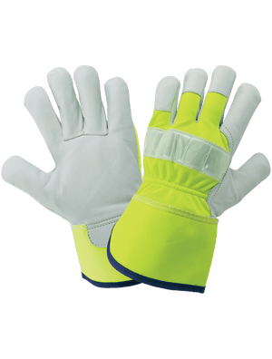 High-Visibility Canvas Back With Goatskin Leather Palm Gloves - 1100GHV