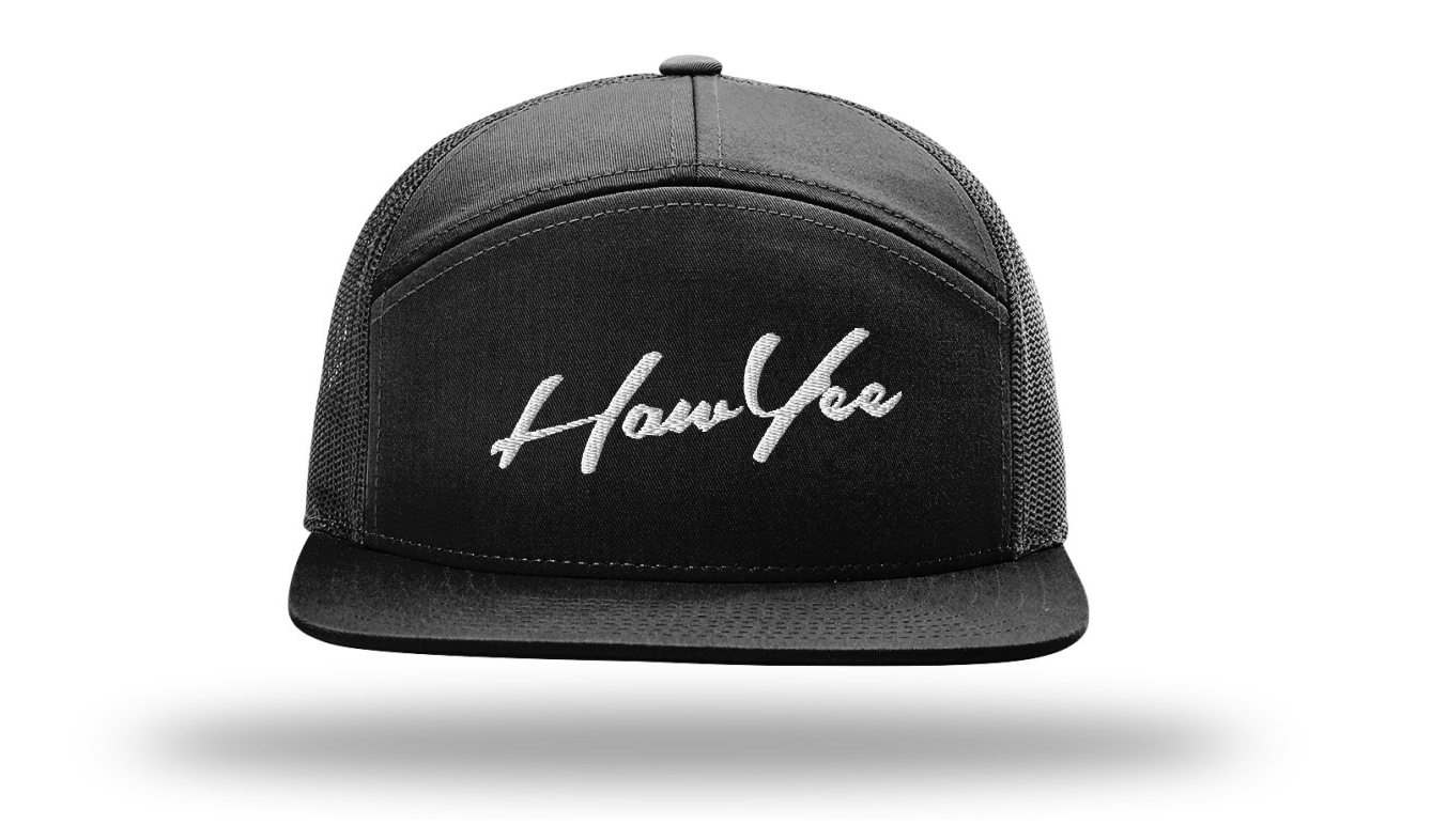 HawYee 7 Panel Adjustable Bill Black