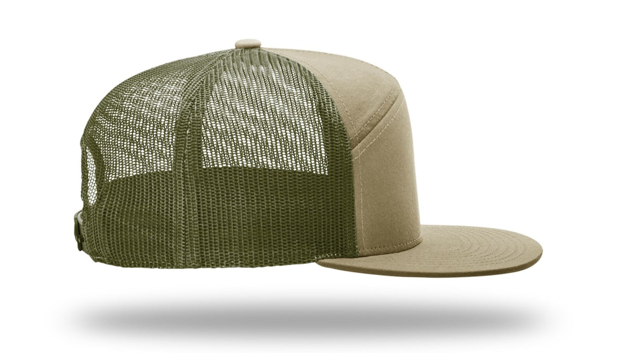 HawYee 7 Panel Adjustable Bill Tan & Olive
