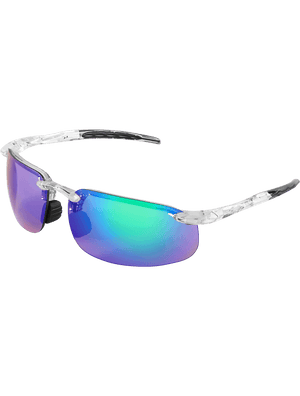 Swordfish® Green Mirror Anti-Fog Lens, Crystal Clear Frame Safety Glasses - BH10116AF