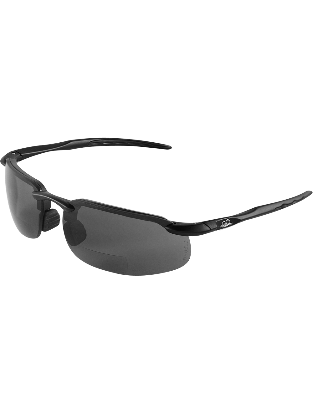 Swordfish® Smoke 1.0 Diopter Bifocal Reader Style Lens, Matte Black Frame Safety Glasses - LIMITED STOCK - BH106310