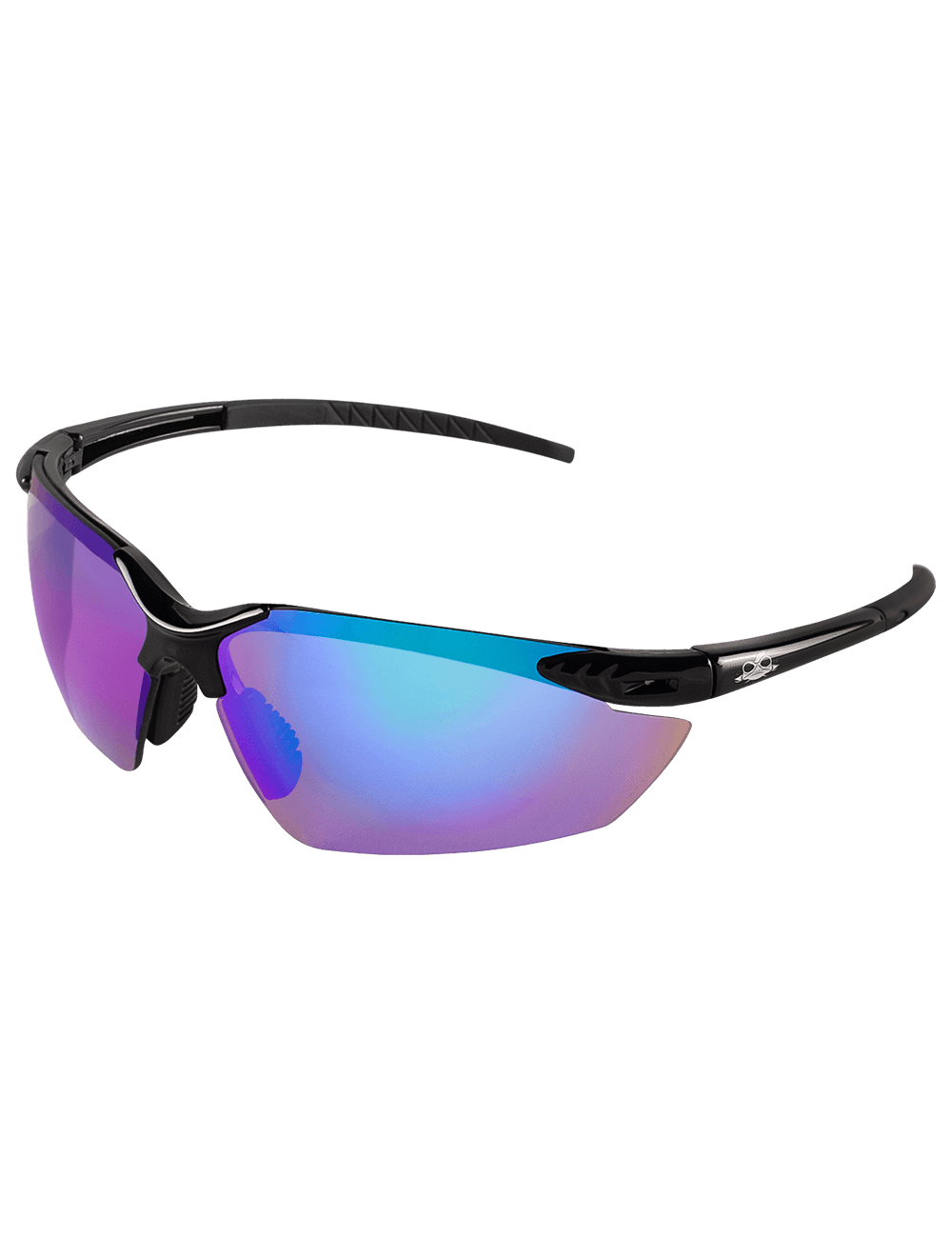 Mojarra® Copper with Blue Mirror Lens, Shiny Black Frame Safety Glasses - BH1159