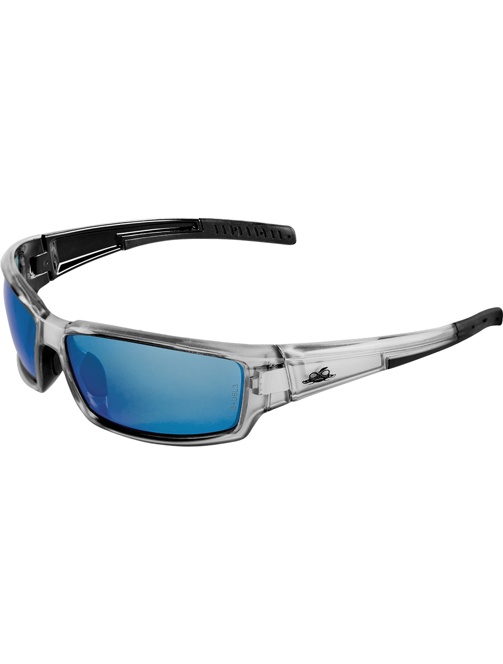Maki® Blue Mirror Polarized Lens, Silver Inlay Frame Safety Glasses - BH14209