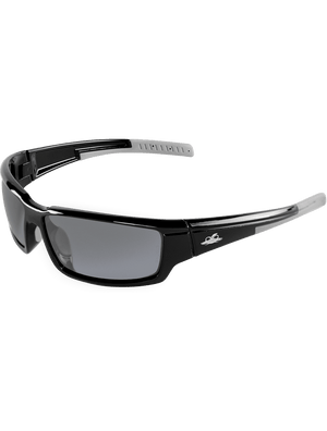 Maki® Silver Mirror Polarized Lens, Shiny Black Frame Safety Glasses - BH145712
