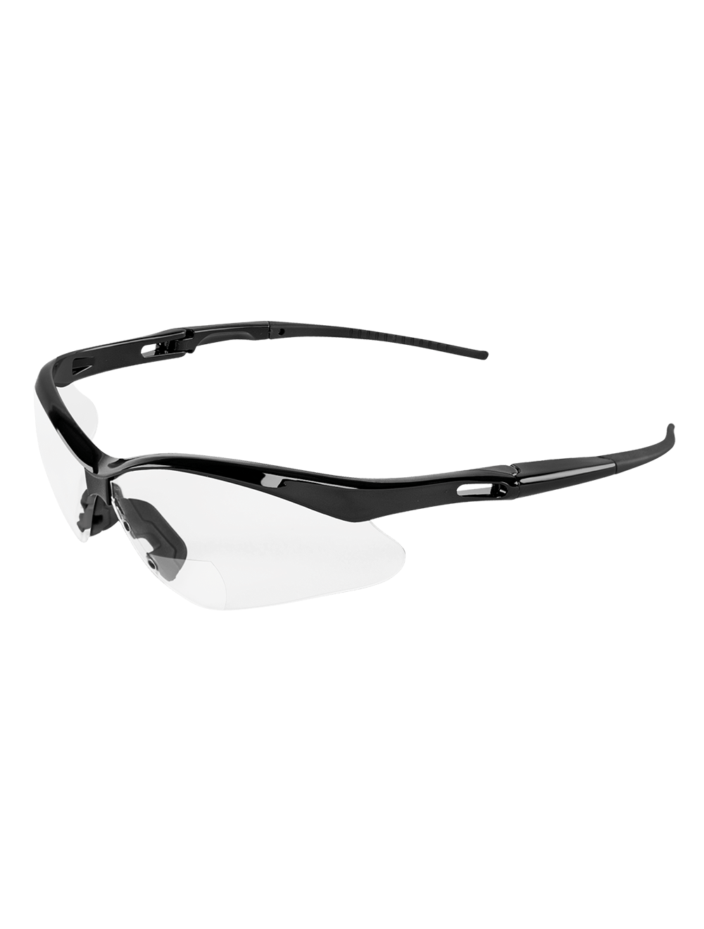 Spearfish® Clear Performance Fog Technology 2.5 Diopter Bifocal Reader Style Lens, Shiny Black Frame Safety Glasses - BH225125PFT