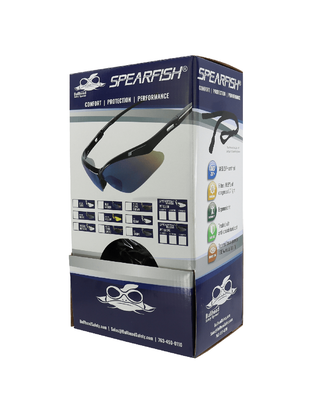 Spearfish® Clear Performance Fog Technology Lens, Shiny Black Frame Safety Glasses - BH2251PFT