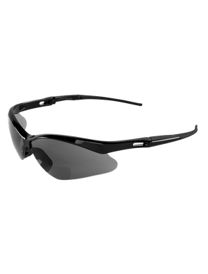 Spearfish® Smoke Performance Fog Technology 1.5 Diopter Bifocal Reader Style Lens, Shiny Black Frame Safety Glasses - BH225315PFT