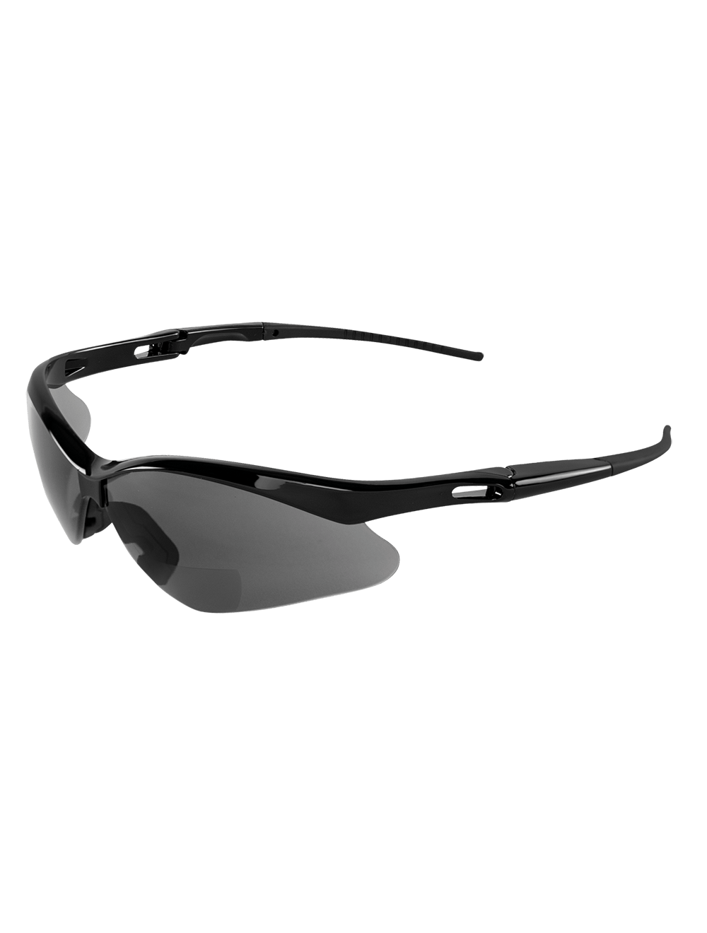 Spearfish® Smoke Performance Fog Technology 2.5 Diopter   Bifocal Reader Style Lens, Shiny Black Frame Safety Glasses - BH225325PFT