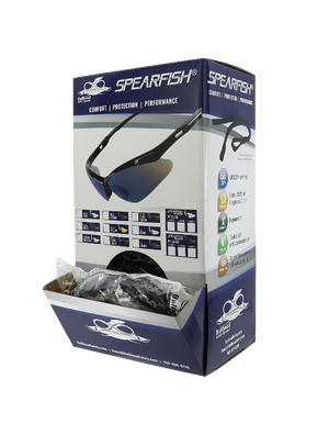 Spearfish® Smoke Performance Fog Technology 2.5 Diopter   Bifocal Reader Style Lens, Shiny Black Frame Safety Glasses - BH225325PFT