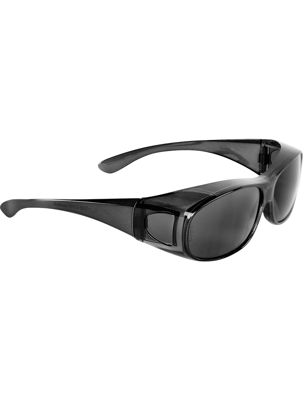 Over-the-Glass Smoke Lens, Crystal Black Frame Safety Glasses - BH233