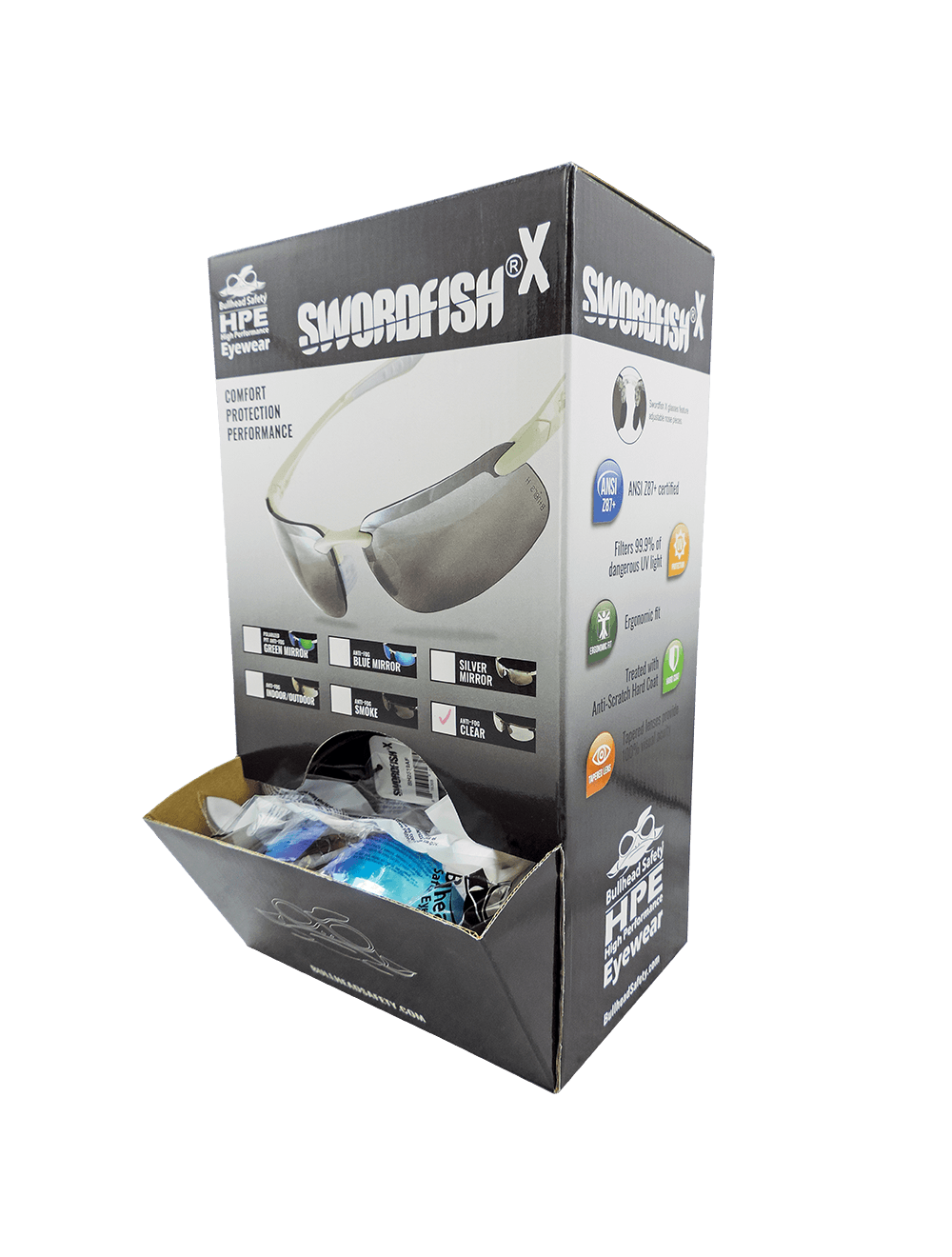 Swordfish®X Clear Anti-Fog Lens, Shiny Black Frame Safety Glasses - LIMITED STOCK - BH2551AF