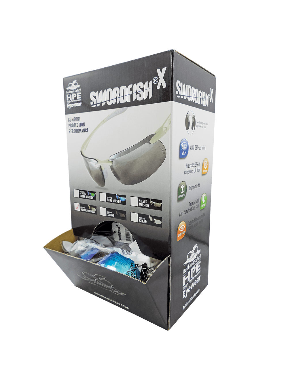 Swordfish®X Indoor/Outdoor Anti-Fog Lens, Shiny Black Frame Safety Glasses - LIMITED STOCK - BH2556AF