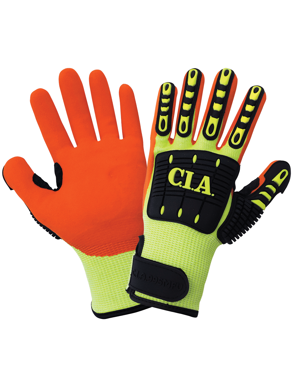 Vise Gripster® C.I.A. Cut, Abrasion, Puncture, and Impact Resistant Mach Finish Nitrile-Coated Palm High-Visibility Gloves - CIA995MFV