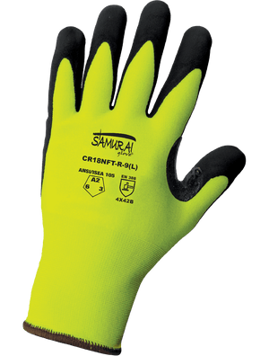 Samurai Glove® High-Visibility Cut, Abrasion, and Puncture Resistant Tuffalene® UHMWPE Gloves with Reinforced Thumb Crotch - CR18NFT-R