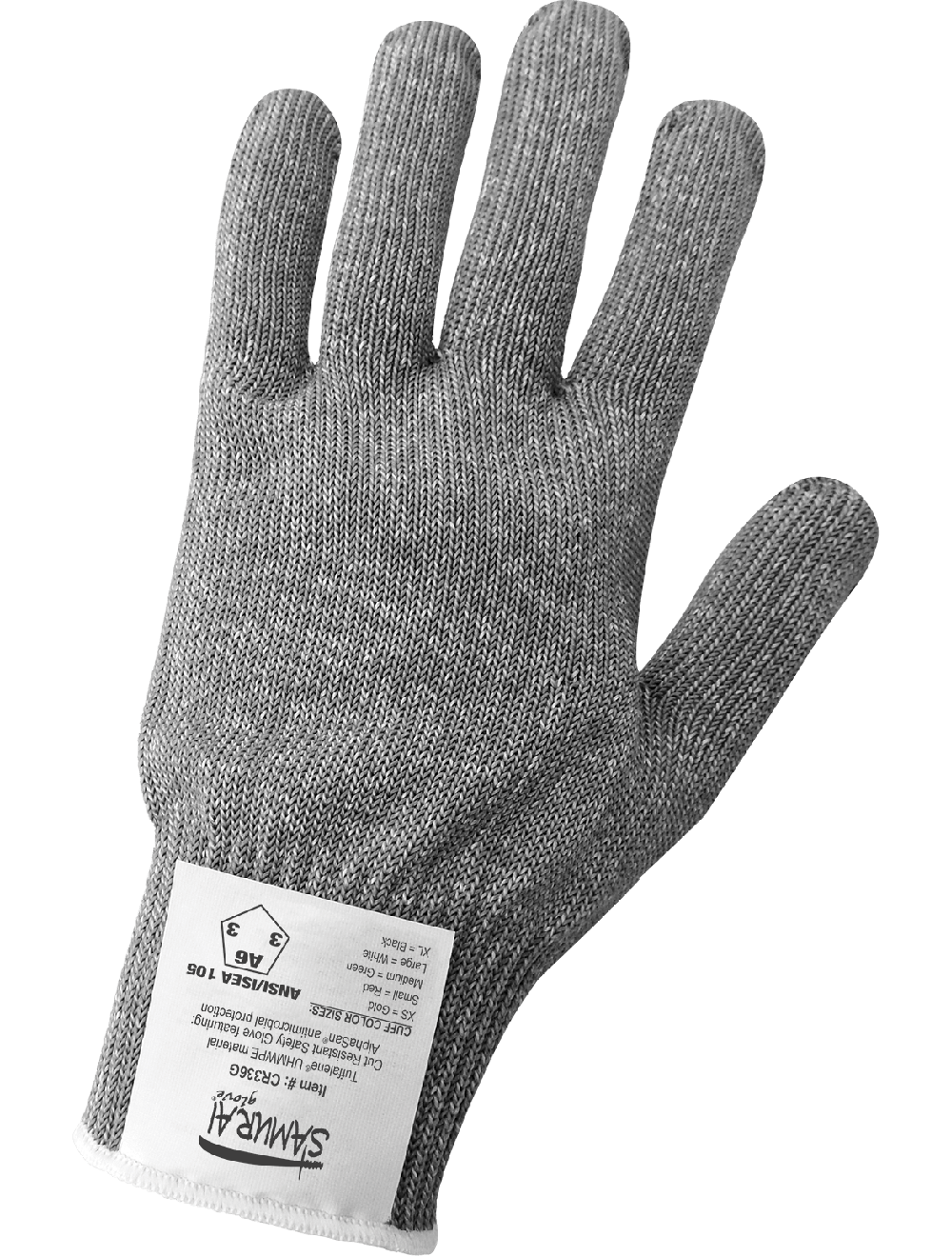 Samurai Glove® Antimicrobial-Treated Cut, Abrasion, and Puncture Resistant Uncoated Gloves - CR336G