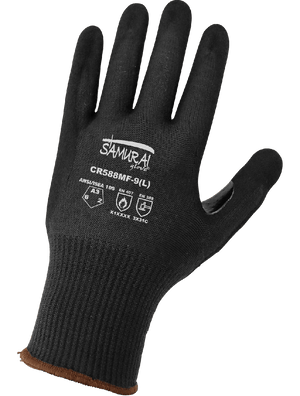 Samurai Glove® Cut, Abrasion, and Puncture Resistant Black Aralene Nitrile-Coated Gloves - CR588MF