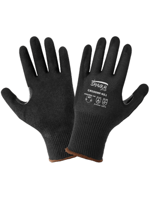 Samurai Glove® Cut, Abrasion, and Puncture Resistant Black Aralene Nitrile-Coated Gloves - CR588MF