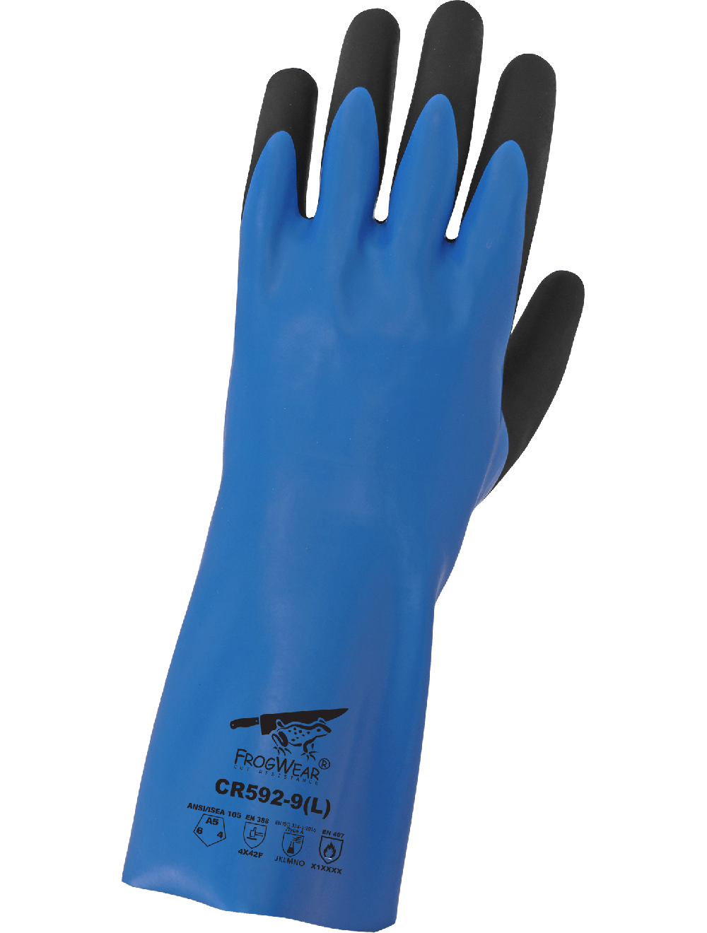 FrogWear® Double-Dipped Nitrile, Supported, Chemical Gloves with Cut, Abrasion, and Puncture Resistance - CR592
