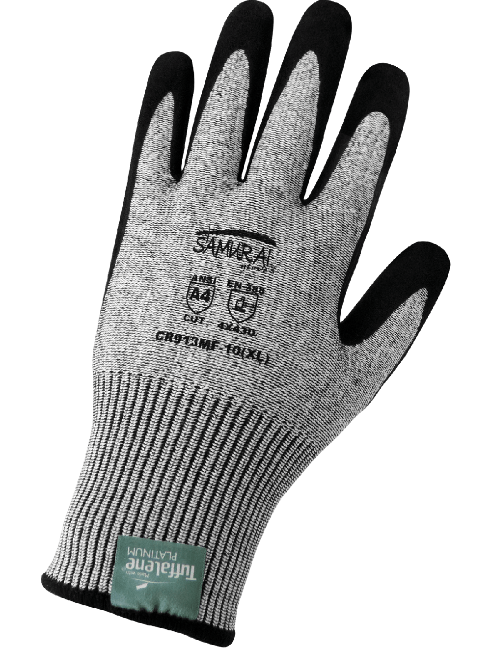 Samurai Glove® Salt-and-Pepper Tuffalene® Platinum Cut, Abrasion, and Puncture Resistant Gloves Free from Enhancements - LIMITED STOCK - CR913MF