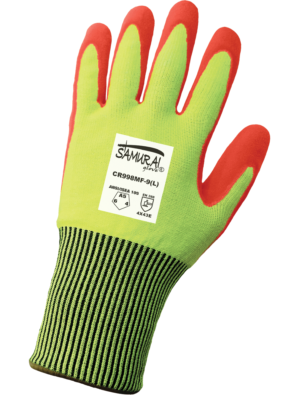 Samurai Glove® High-Visibility Cut, Abrasion, and Puncture Resistant Mach Finish Nitrile Double-Dipped Gloves - LIMITED STOCK - CR998MF