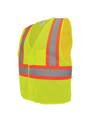 FrogWear® HV Yellow/Green Lightweight Mesh Vest with Orange Contrasting Trim - GLO-002V