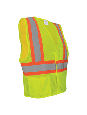 FrogWear® HV Yellow/Green Lightweight Mesh Vest with Orange Contrasting Trim - GLO-002V