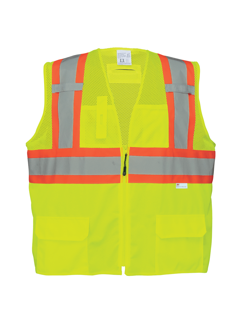 FrogWear® HV Solid and Mesh Polyester High-Visibility Surveyors Safety Vest - GLO-0037