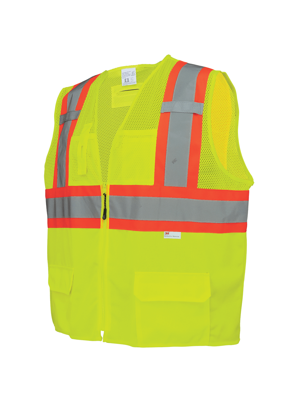 FrogWear® HV Solid and Mesh Polyester High-Visibility Surveyors Safety Vest - GLO-0037