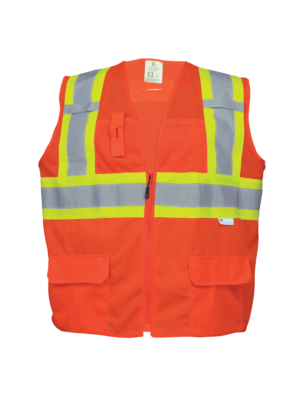 FrogWear® HV Solid and Mesh Polyester High-Visibility Orange Surveyors Safety Vest - GLO-0047