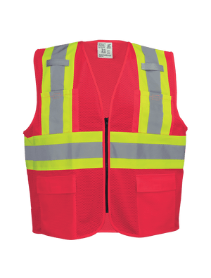 FrogWear® HV Lightweight High-Visibility Red Mesh Surveyor Vest - GLO-0055