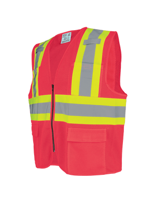 FrogWear® HV Lightweight High-Visibility Red Mesh Surveyor Vest - GLO-0055