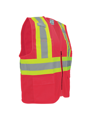 FrogWear® HV Lightweight High-Visibility Red Mesh Surveyor Vest - GLO-0055